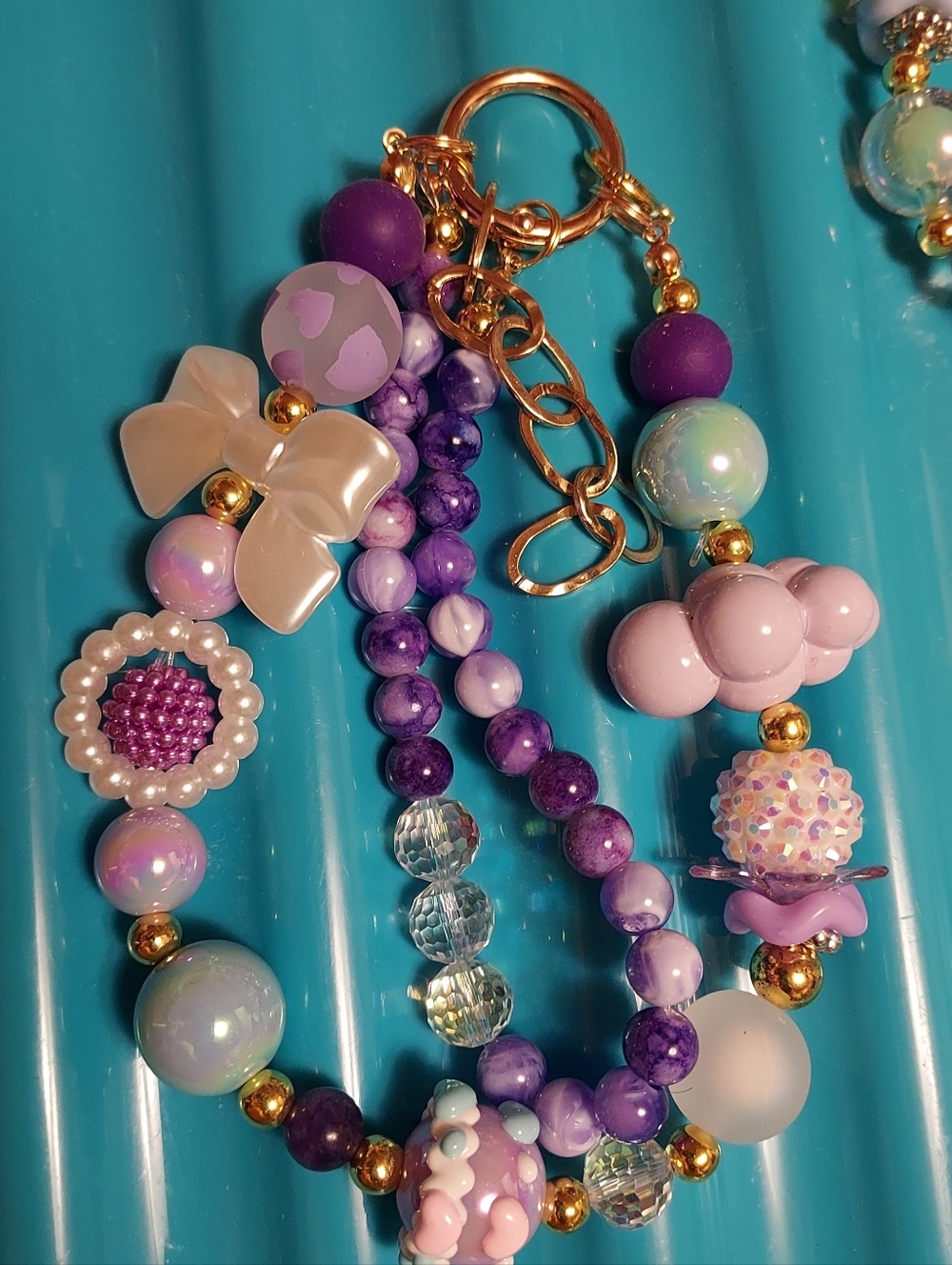 PURPLE 2 ❤️LOVE:HANDMADE. NEW PHONE KEYCHAIN CAMERA BAG ACCESSORY. PURPLE 2